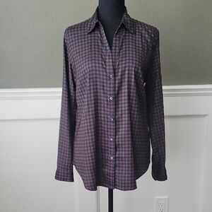 Ann Taylor Plaid Shirt - Brown and Blue